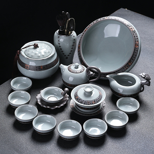 哥窑功夫茶具套装办公室会客陶瓷茶杯整套家用茶具中式高档泡茶壶