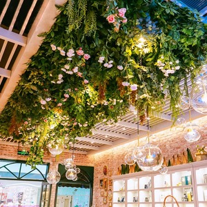 仿真绿植吊顶餐厅直播间下垂植物装饰森系花艺软装酒吧棚顶造景
