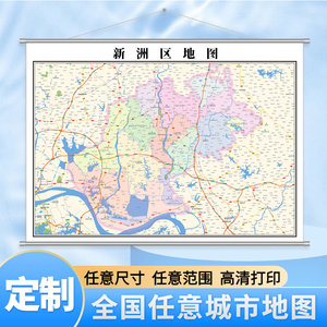 武汉市新洲区地图 1.1米可定制湖北省行政交通挂图新版街道楼盘图