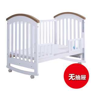 乐奇宝贝婴儿床实木欧式多功能摇篮床白色环保出口，送床垫+四件