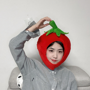 ins少女心可爱创意搞怪蔬菜西红柿番茄头套帽子抖音表演拍照道具