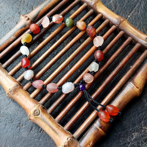 补天石千年风化稀有五彩高玉化糖心阿拉善玛瑙筋脉石手串手链