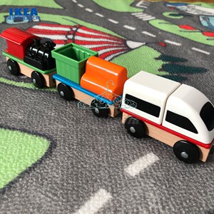 ikea宜家利乐宝玩具小火车3件套木质磁铁小汽车小火车儿童节礼物
