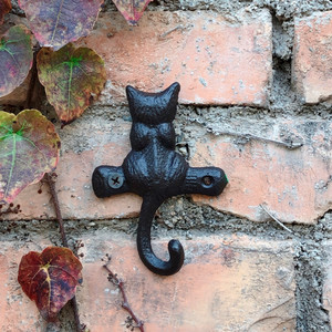铸铁铁艺小猫挂钩 单钩墙钩 复古家居杂货花园装饰 墙挂壁饰钩子