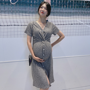 小香风孕妇针织连衣裙修身显瘦 过膝长裙时尚哺乳裙简洁包臀裙秋