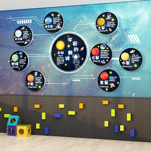 幼儿园星球墙面装饰环创设主题半成品境布置材料楼梯台阶贴科学室