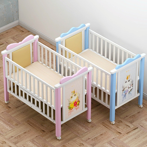 金娃娃欧式婴儿床实木可移动多功能新生儿宝宝bb拼接大床边带床围