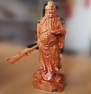 关公摆件桃木