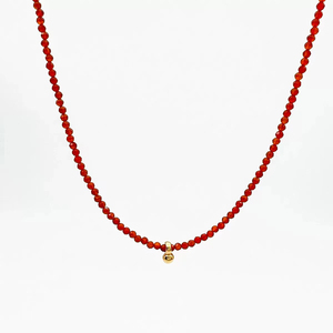 法国小众设计红玛瑙小金豆项链纯银镀18K金锁骨链优雅ins百搭颈链