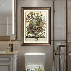 美式现代卫生间装饰画欧式浴室防水挂画酒店洗手间厕所免打孔壁画