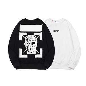 off欧美潮牌white新款人物头像箭头无帽毛圈卫衣男女情侣百搭长袖