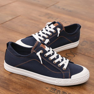 人本男士百搭透气帆布鞋 英伦潮平底运动板鞋单鞋 休闲低帮男布鞋
