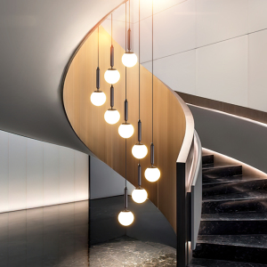 楼梯灯长吊灯loft复式北欧现代简约别墅酒店中空挑高旋转楼梯灯具