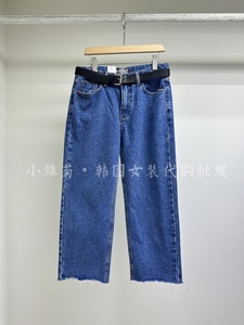 现货韩国DAVICHI正品代购女2024春季新款腰带九分直筒显瘦牛仔裤