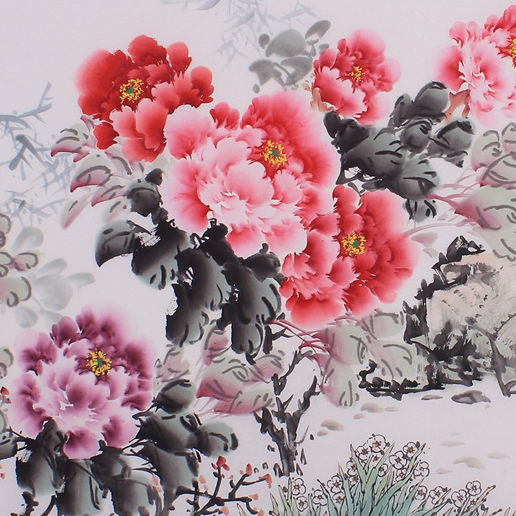 国画牡丹镜框画