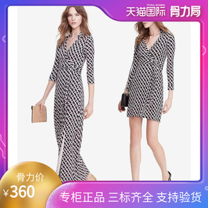di dvf连衣裙2022春夏女装v领系带锁链裹身裙修身显瘦真丝连衣裙