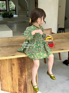 韩国童装2024夏韩版女童碎花娃娃衫女宝宝绣花领衬衫儿童百搭衬衣