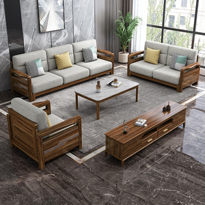 新款乌金木实木沙发客厅小户型储物布艺家具轻奢现代原木沙发组合
