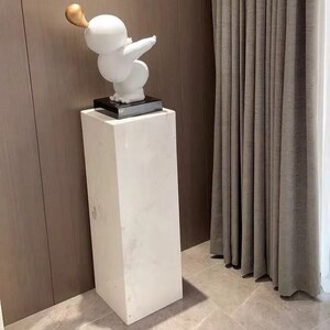 白色大理石底座摆件客厅玄关电视柜旁落地石柱基座摆台石墩雕塑台