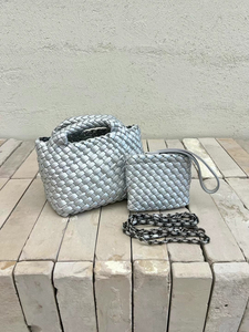 韩国代购小包包donna8新款手工编织手提包字母链条包迷你菜篮子包