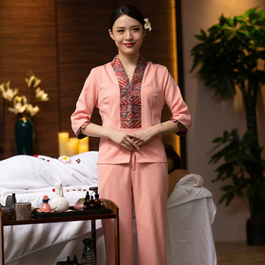 夏季新款美容师工作服美容院技师夏天高端上衣裤子养生馆足浴套装