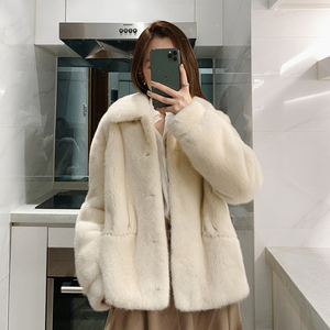 仿貂外套短款
