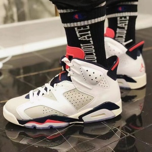 aj6黑红女鞋胭脂红百搭高帮男鞋厚底运动气垫减震实战篮球鞋莆田