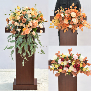 会议签到台花演讲台花礼仪桌花商务前台花婚礼司仪台商场橱窗布置