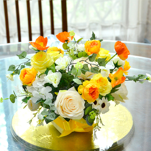 桌花仿真绢花民宿桌面装饰花商务酒店婚宴活动玫瑰餐桌花摆花假花