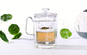诺亚口杯养生品茗杯茶水分离泡茶杯双层真空玻璃办公杯大花茶杯
