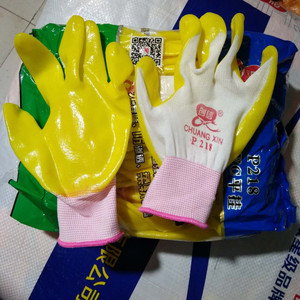 厂家创信pvc劳保手套浸胶耐磨进口p218平挂牛筋工作防护胶皮透气
