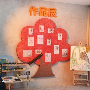 毛毡作品展示栏画室布置美术教室环创墙面装饰素描培训机构辅导班