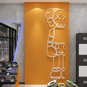 网红健身房文化墙面装饰kaws芝麻街运动馆海报励志工作室背景贴纸