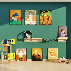 网红打卡背景拍照区布置宠物店墙面装饰品用品贴纸画猫咖美容医院