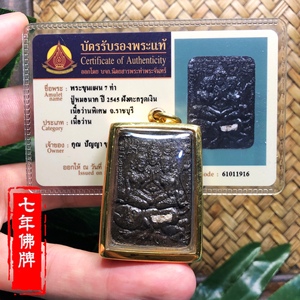 泰国特色 阿赞摩纳 2545 七哈坤平 黑色 双福管 纯银镀金壳