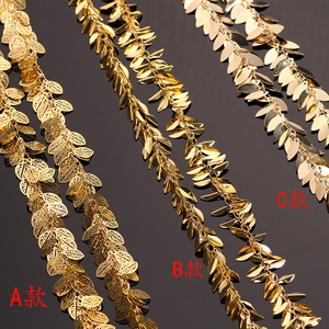 0.5米金属树叶子链条金色diy手工制作长耳环舞台服装装饰辅料材料
