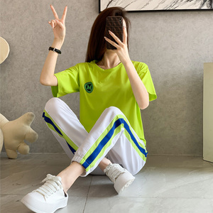 正品匹克企鹅浅绿色运动休闲套装女夏季2022新款简约宽松洋气透气