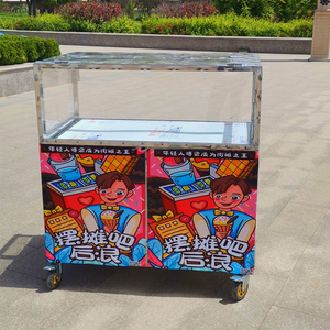 折叠美食摆摊小吃车快早餐多功能移动玻璃商用架炸串烤卤包邮