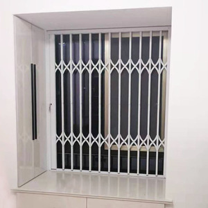 铝合金拉闸门折叠新型防盗窗网阳台飘窗伸缩推拉隐形室内活动护栏