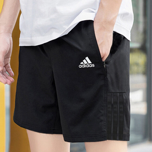 阿迪达斯短裤男裤2024夏季正品薄款透气黑色五分裤速干健身运动裤
