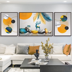 卧室三联套装饰墙贴沙发背景3连画三壁画客厅现代餐厅组合套装的