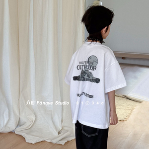 方也品牌童装儿童短袖T恤夏装2024新款男童韩版宽松中大童上衣