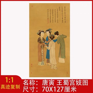 明唐寅唐伯虎 王蜀宫妓图四美人图 工笔画临摹学习 高清绢布微喷