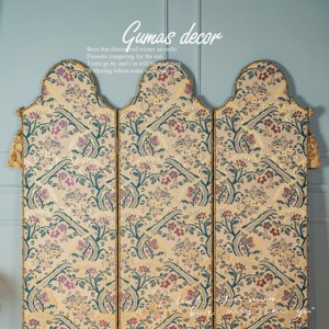 GUMAS原创法式复古金丝提花装饰屏风轻奢折叠屏风店铺陈设家具