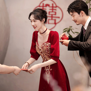 大码敬酒服新娘200斤 2022新款胖mm加肥宴会晚礼服连衣裙平时可穿