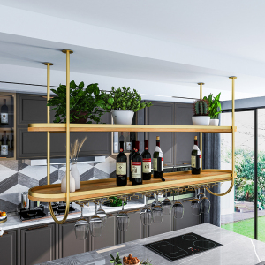 吧台铁艺吊架餐厅吊柜家用吊顶倒挂高脚杯架酒吧悬挂酒架置物架