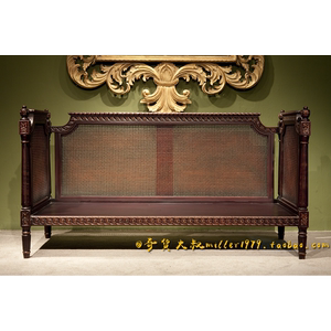 包邮常规款东南亚泰式中式风格实木藤编席面沙发雕花家具榆木座椅