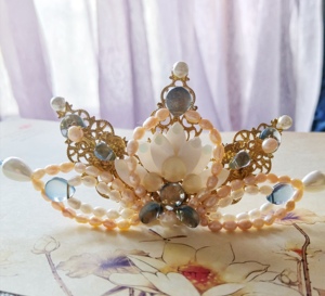 歌尽倾君 贝壳珍珠琉璃发冠发饰 原创设计 汉服旗袍配饰