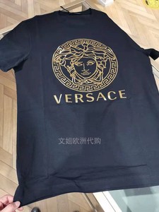 奥地利奥特莱斯代购范思哲versace男款夏季印花美杜莎头像短袖t恤