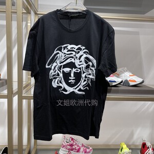 奥地利奥特莱斯代购范思哲versace男女同款人头图案印染圆领短袖t